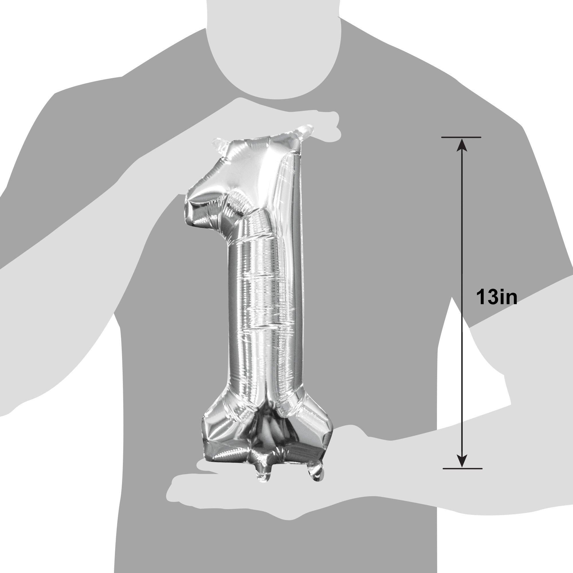 13in Air-Filled Silver Number (0-9) Balloons
