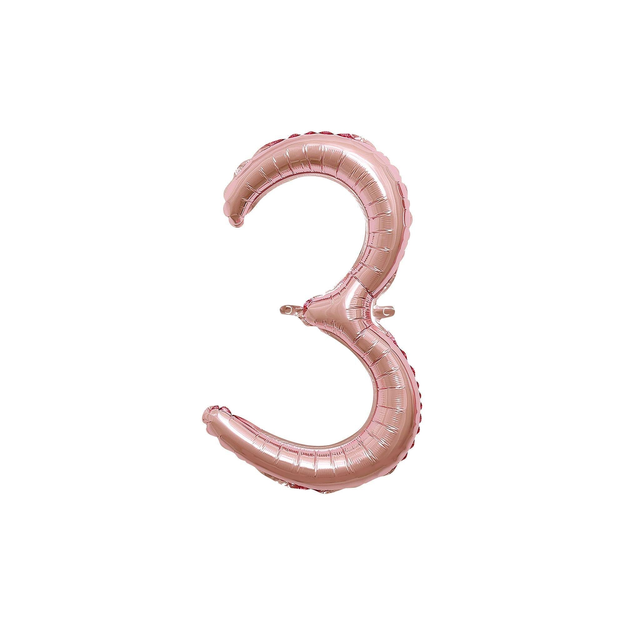 Air-Filled Rose Gold Cursive Number (0-9) Foil Balloon, 10in x 18in