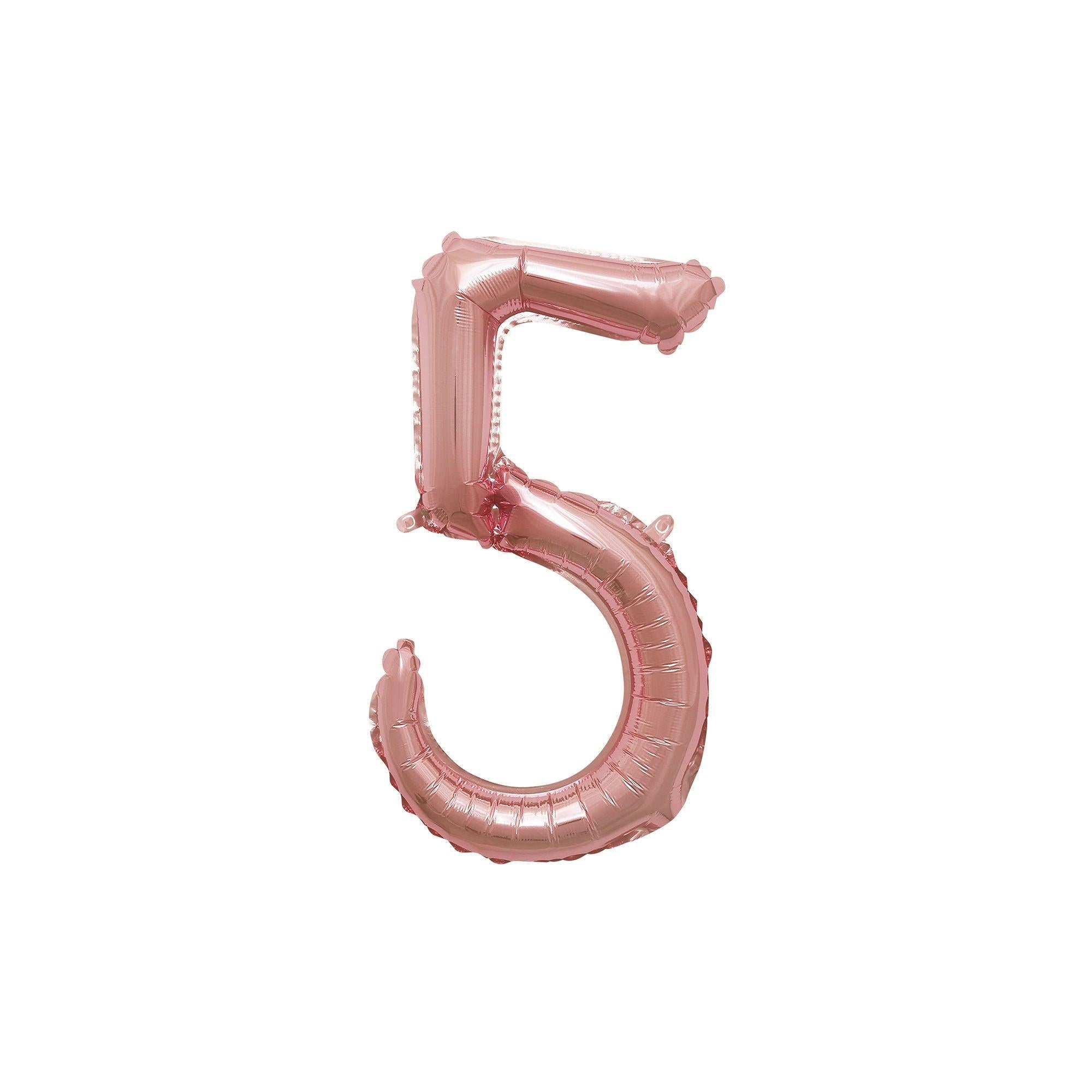 Air-Filled Rose Gold Cursive Number (0-9) Foil Balloon, 10in x 18in