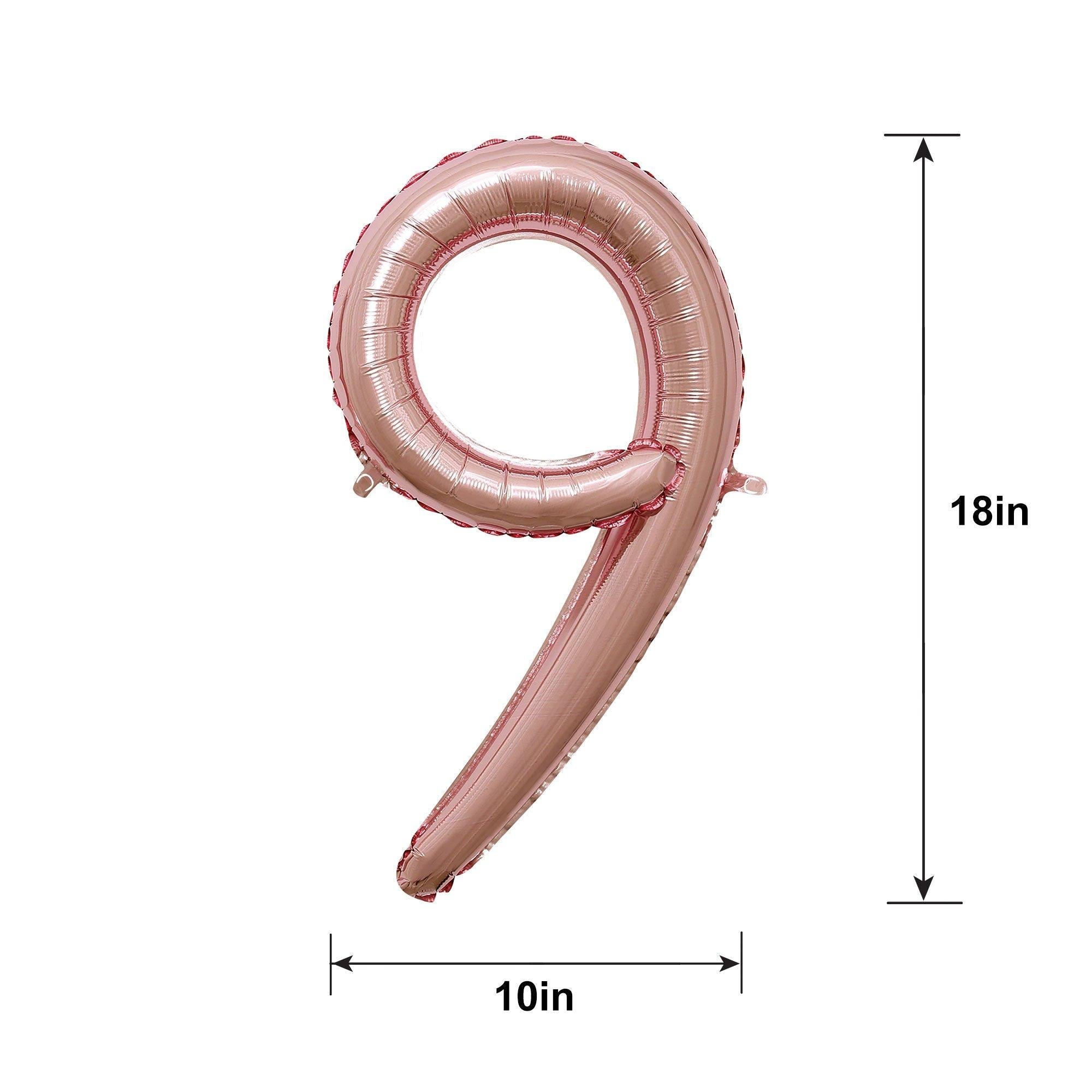 Air-Filled Rose Gold Cursive Number (0-9) Foil Balloon, 10in x 18in