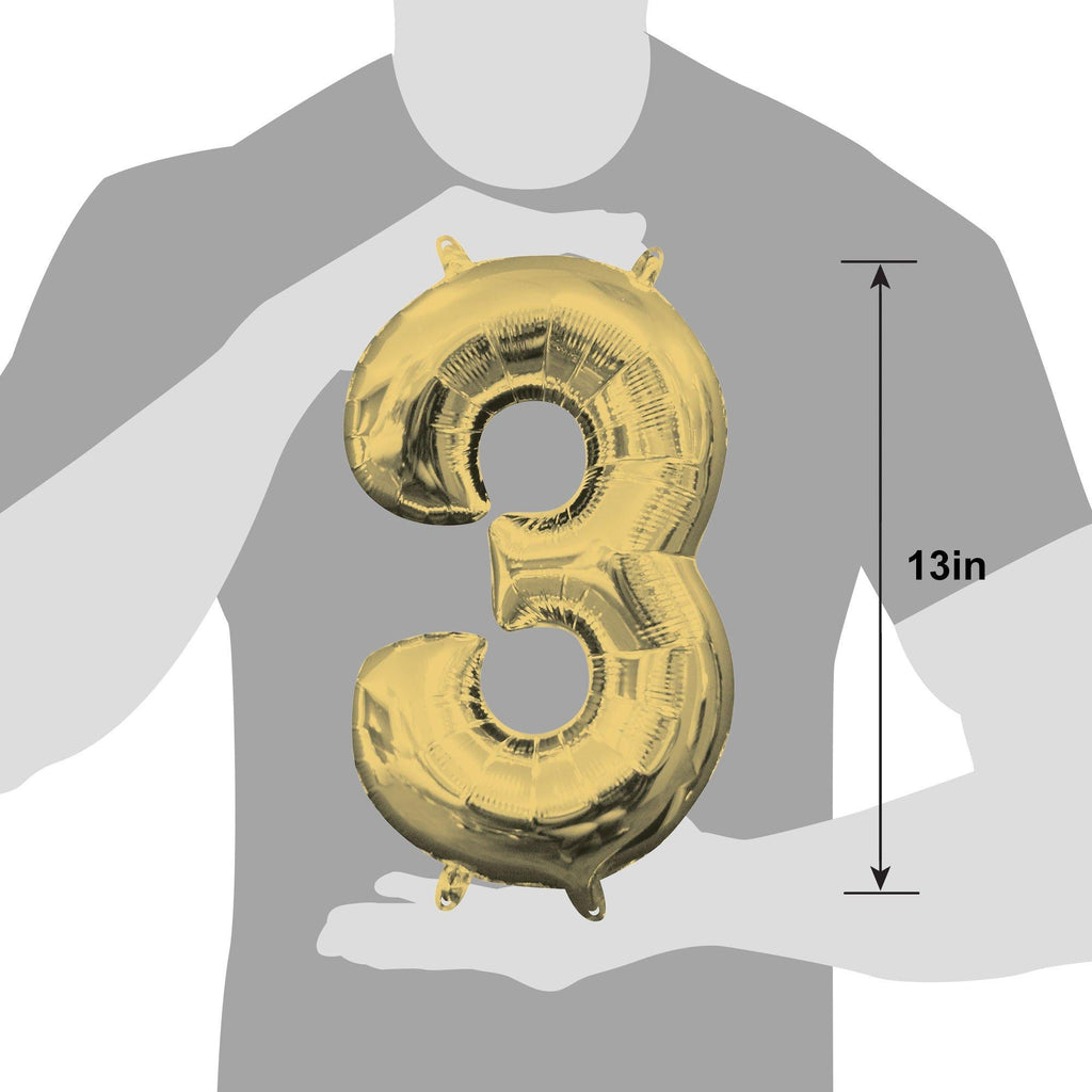 13in Air-Filled White Gold Number (0-9) Balloon