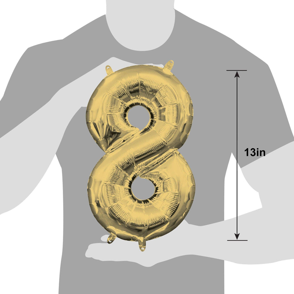 13in Air-Filled White Gold Number (0-9) Balloon